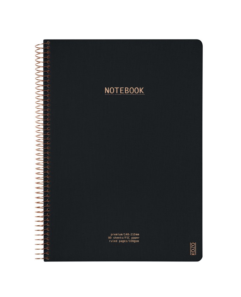 KOZO Anteckningsbok A4 Linjerad Premium Black
